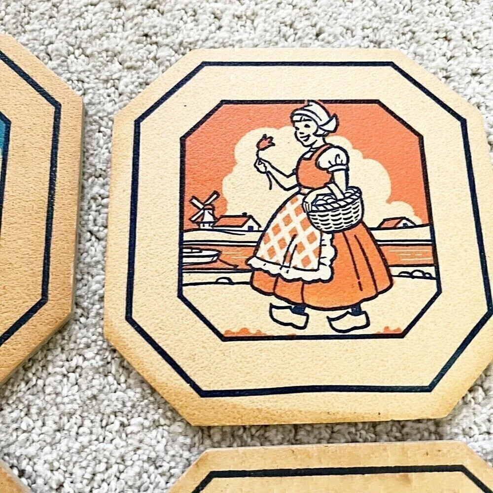 9x Dutch Boy Girl Trivet Advertising Cork Priscilla England Mpls Minnesota Iowa